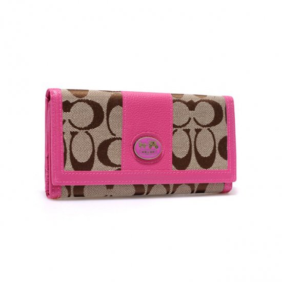 Coach Legacy Slim Envelope in Signature Large Pink Wallets BLO